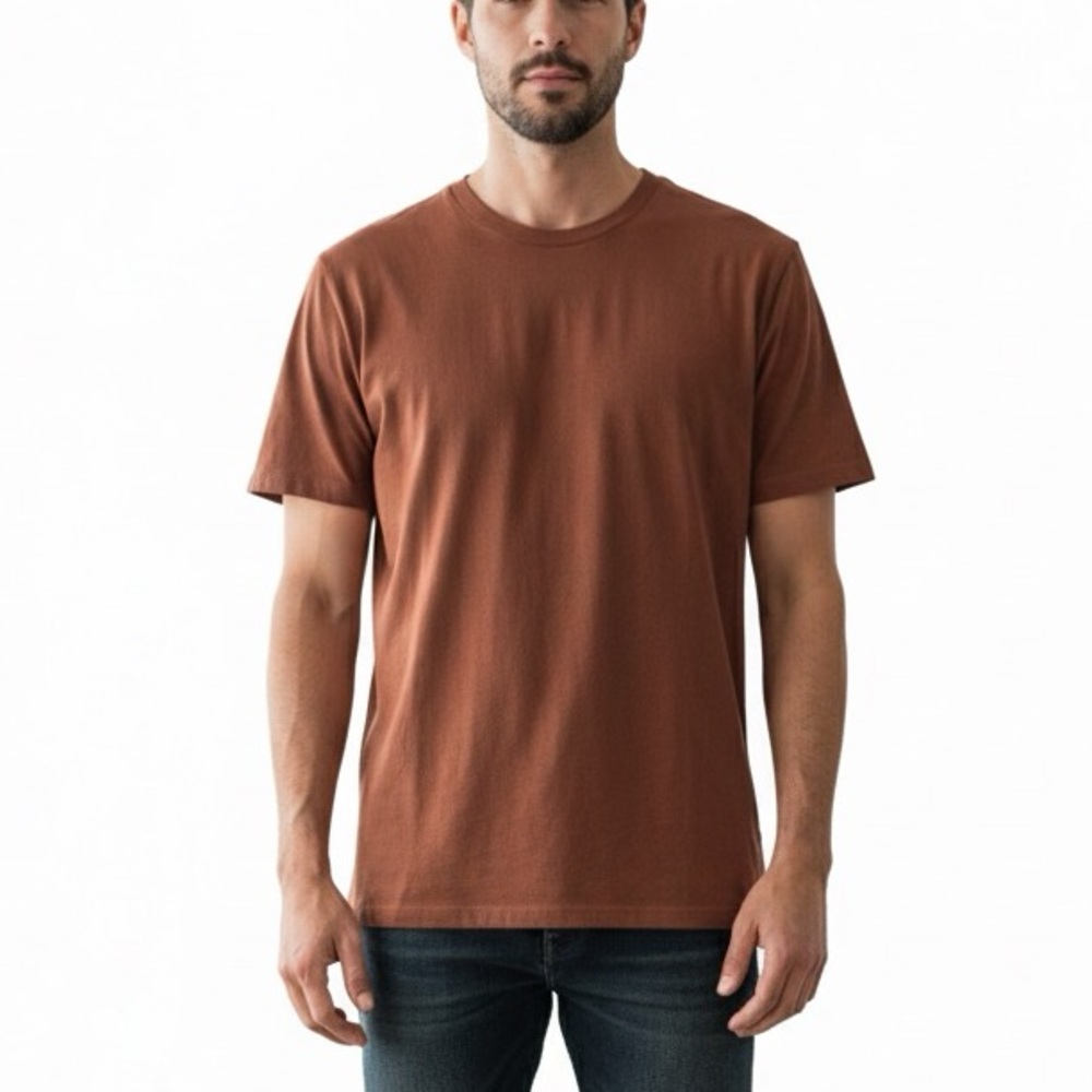 Express Men's Rust Short Sleeve 100% Cotton Crew Neck T-Shirt